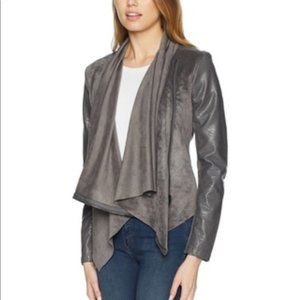 Blank NYC Faux Leather Moto Jacket Gray Size Large